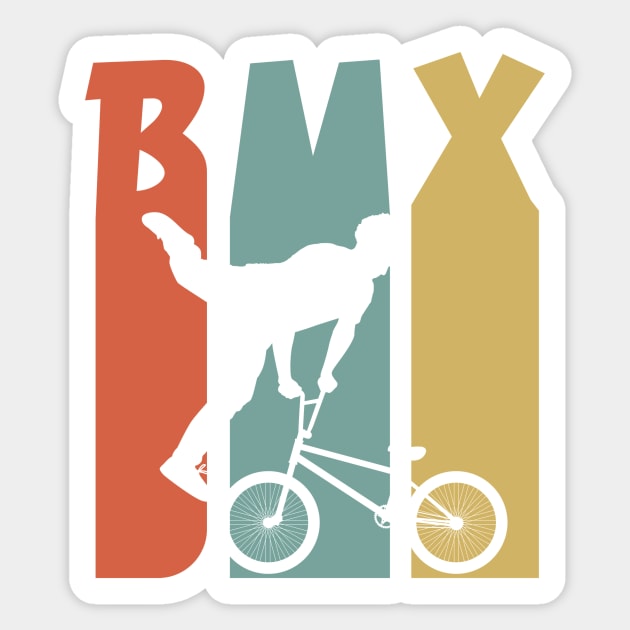 BMX / Retro Vintage BMX Bike Rider / vintage Retro 1970's Style BMX Silhouette Extreme Sports Youth / Kids Bmx Sticker by Anodyle